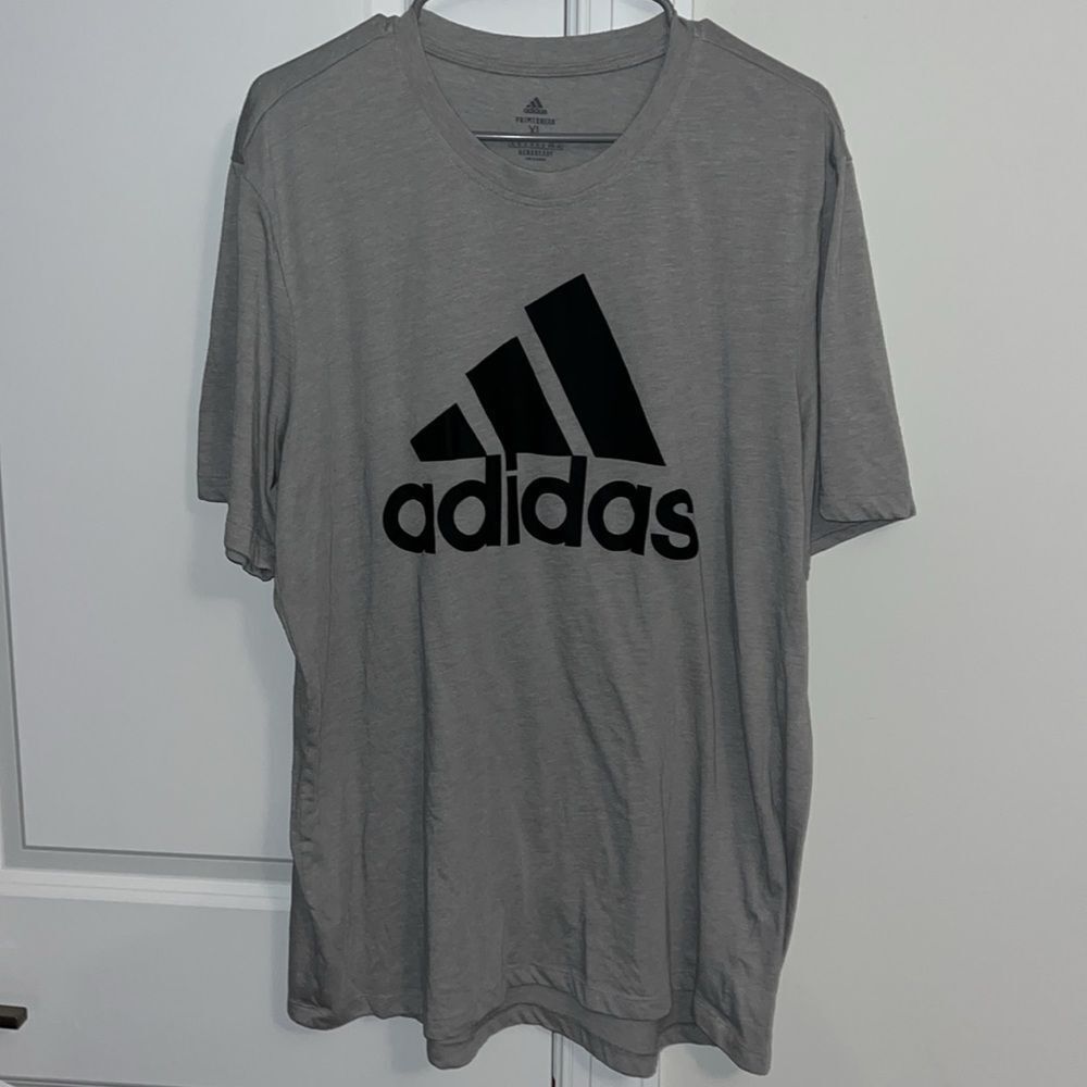 Adidas Primegreen T Shirt Gray Big Logo -XL Cotton/Poly blend work out aeroready